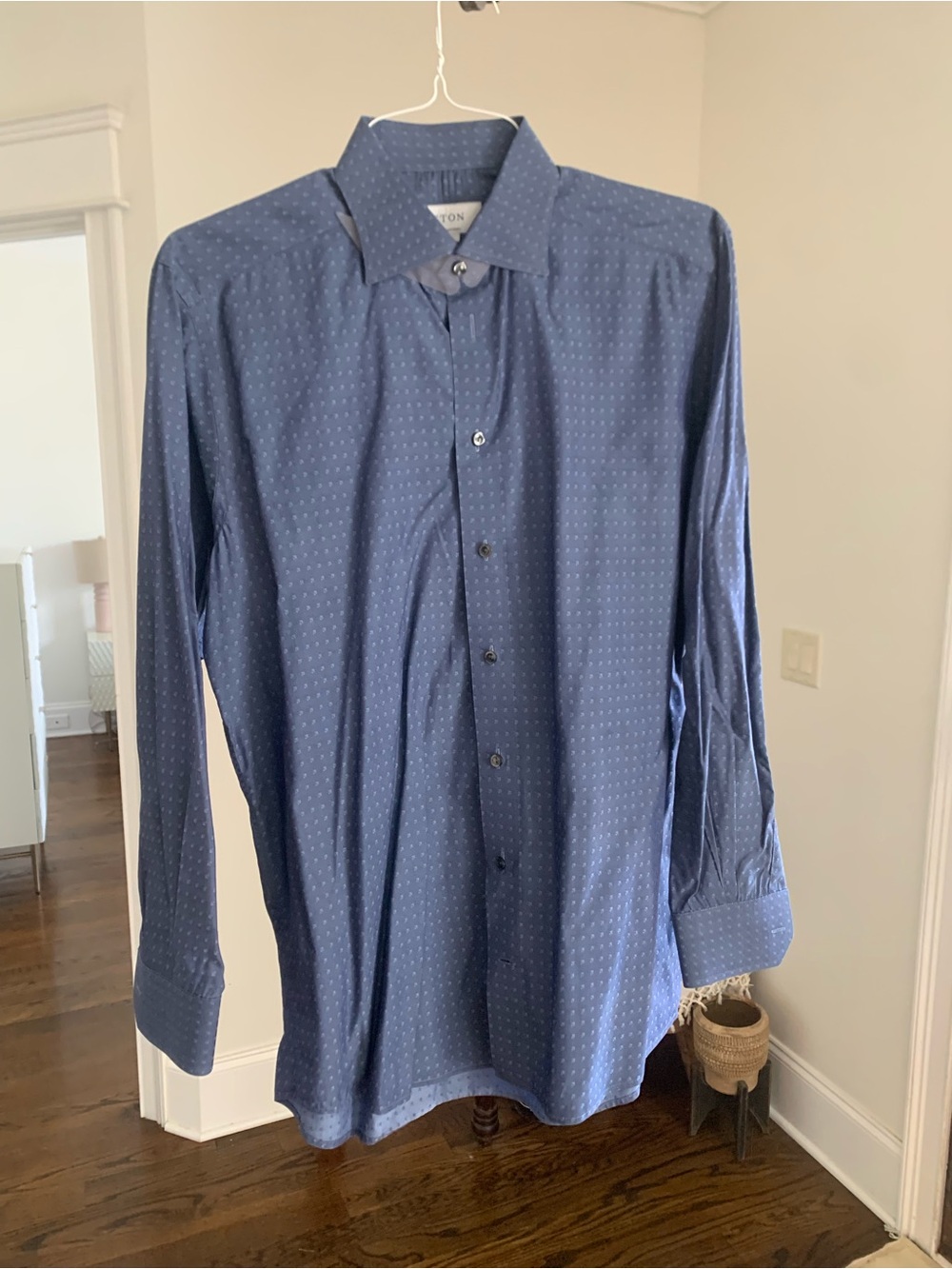 Eton Men's Navy Blue Micro-Pattern Dress Shirt